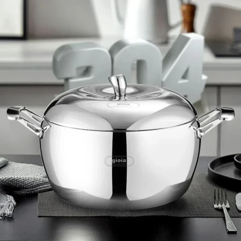 5.5L Gioia 304 Stainless Steel Cookware Household Stew Soup Frying Stock Cooking Pot General Use for Gas Stove Induction Cooker