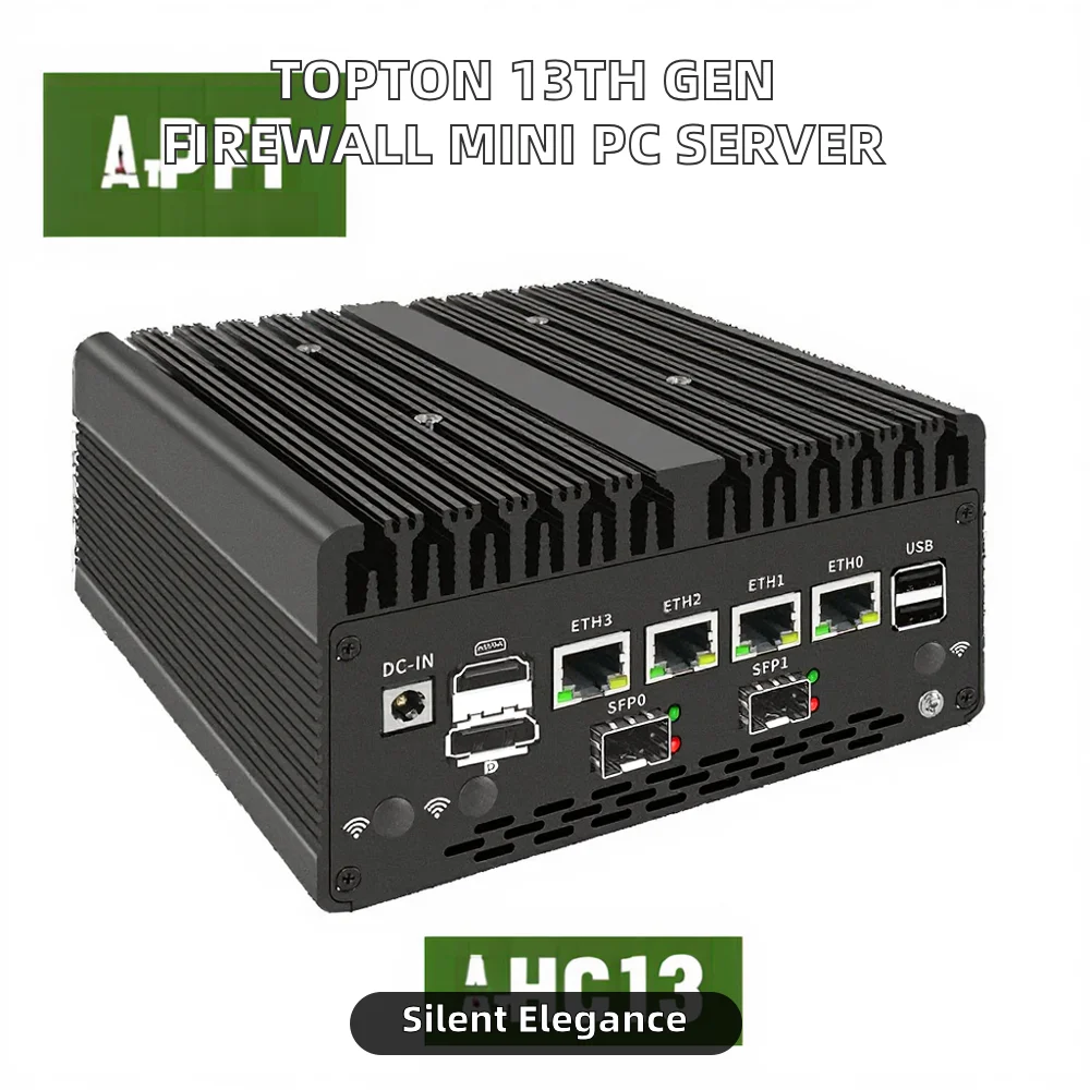 Topton New 13th Gen Solid Firewall Industrial Mini PC Core I7-13620H/i5-13420H 10G SFP 4x2.5G Nics 2*DDR4 SSD 5G SIM Server