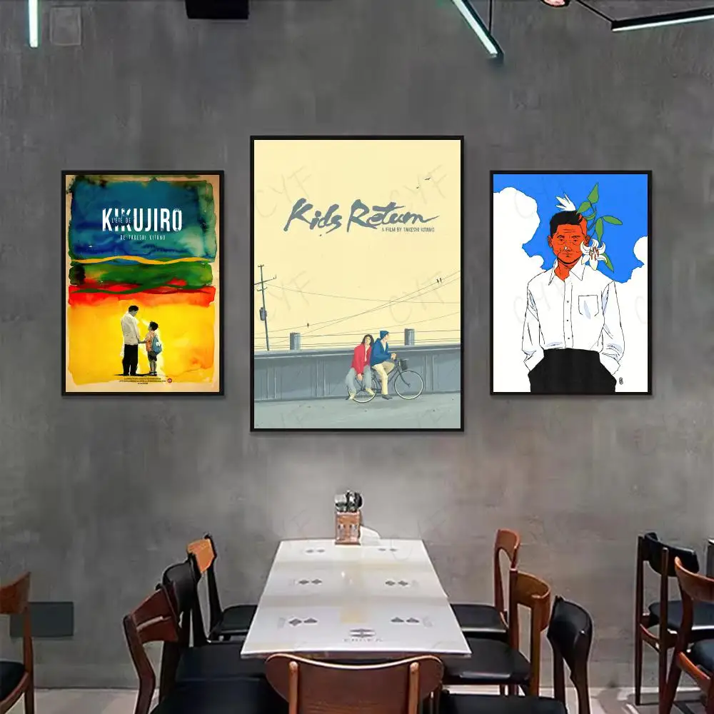 Classic director Kitano Takeshi Poster HD Cartoon Wall Art Self Stick Removable Poster for Home Living Room