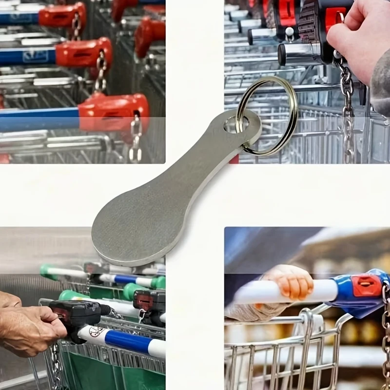 10PCS Stainless Steel Supermarket Shopping Cart Token KeychainKeychain PendantCreative Supermarket Keychain Accessory Decoration