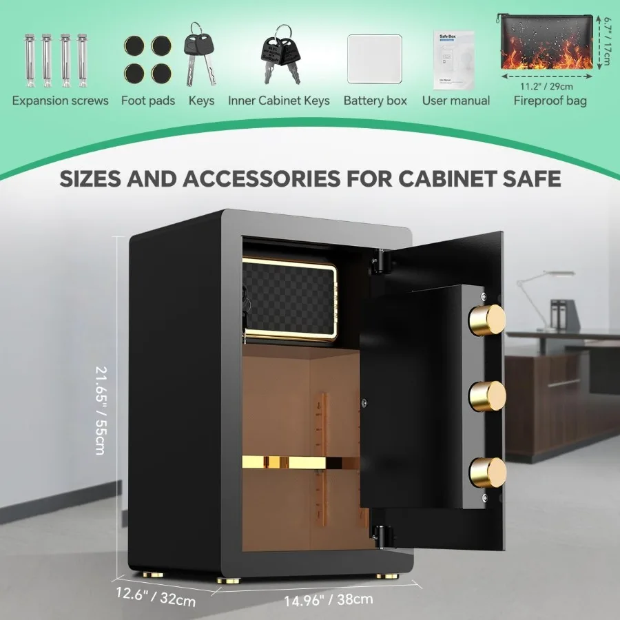 Sicherer digitaler Tastatur-Safe mit integriertem Alarmsystem für die Schmuck- und Bargeldaufbewahrung mit verstellbaren Regalen, integriertem L