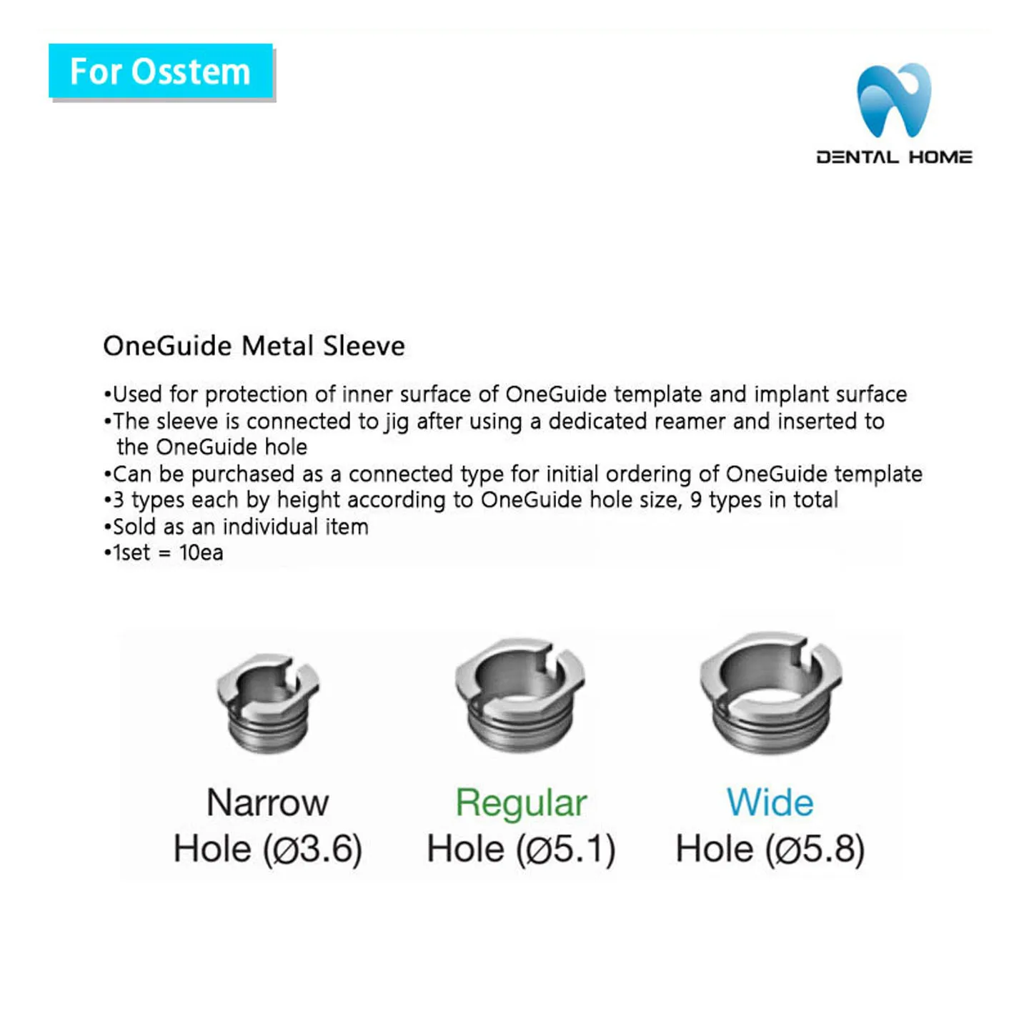 For Osstem OneGuide Metal Sleeve for Dental Implants And Prosthetics