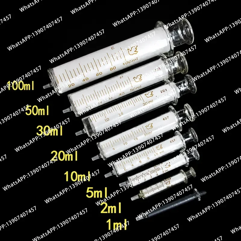 1pcs 1/2/5/10/20/30/50/100/120ml Disposable Glass injection syringe, Liquid Syringe transfer pipette without