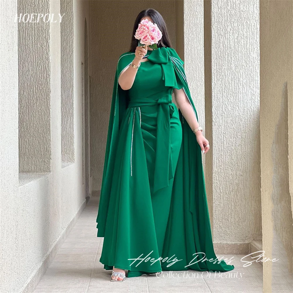 Hoepoly High Neck ärmellose Perlen falte elegante Meerjungfrau Abendkleid boden lange Sweep Train Luxus lange Ballkleid neu