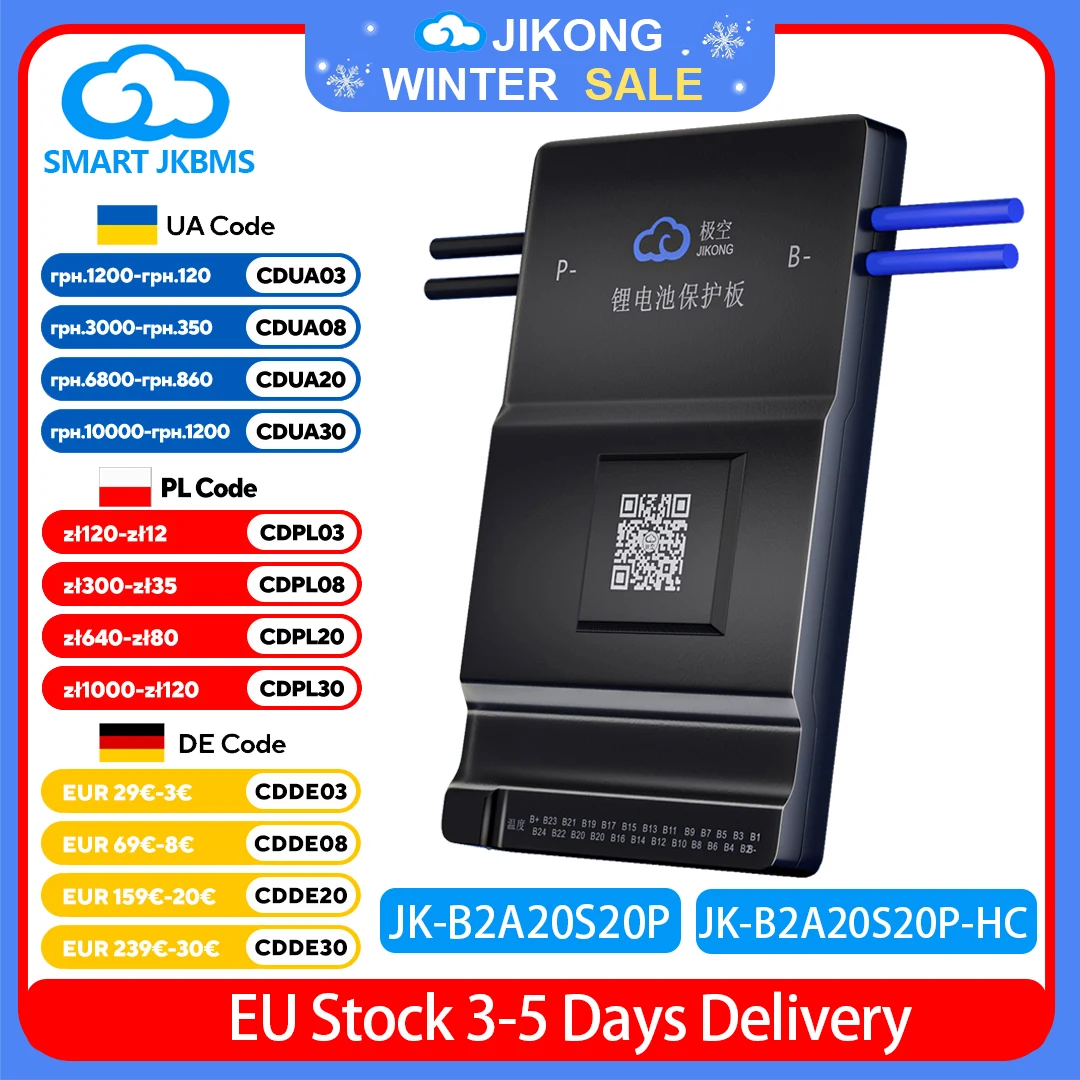 Jikong smart bms b2a20s20p jk bms rs485 kann lifepo4 li-ion lto batterie 8s ~ 20s 200a smart jkbms mit 2a aktiver waage