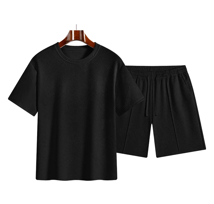 2026 Sommer Herren Einfarbiges Sportbekleidungs-Set Kurzarm-T-Shirt und Shorts Lässiges Vielseitiges Modisches Zweiteiler-Outfit – Detail 10