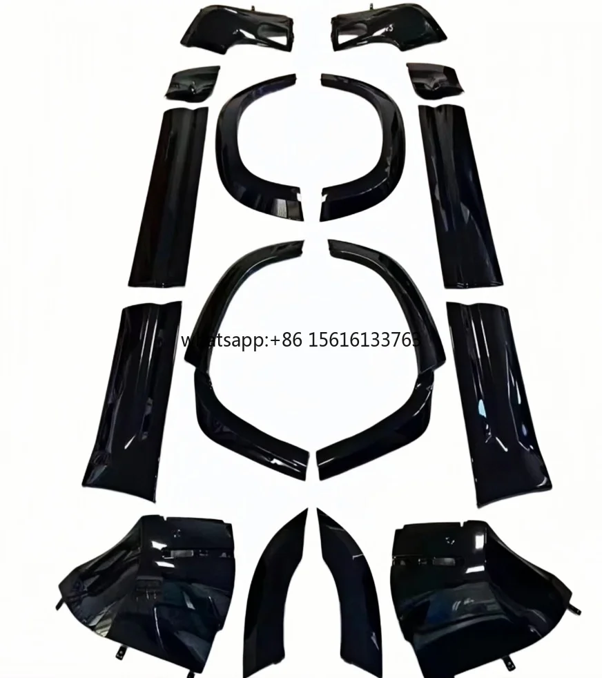 Modified 007 Black Warrior Gloss Black Onyx Body Kit Front Rear Bumper Side Skirt Corner for Land Rover Defender 110 Mod Parts