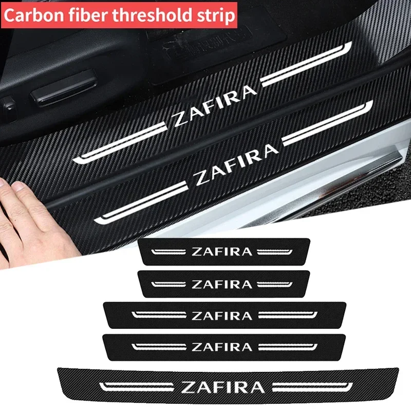 Carbon Fiber Car Threshold Plate for Opel ZAFIRA Logo 2023 Trunk Door Sill Protector Sticker Bumper Strips Scratch Guard Tape