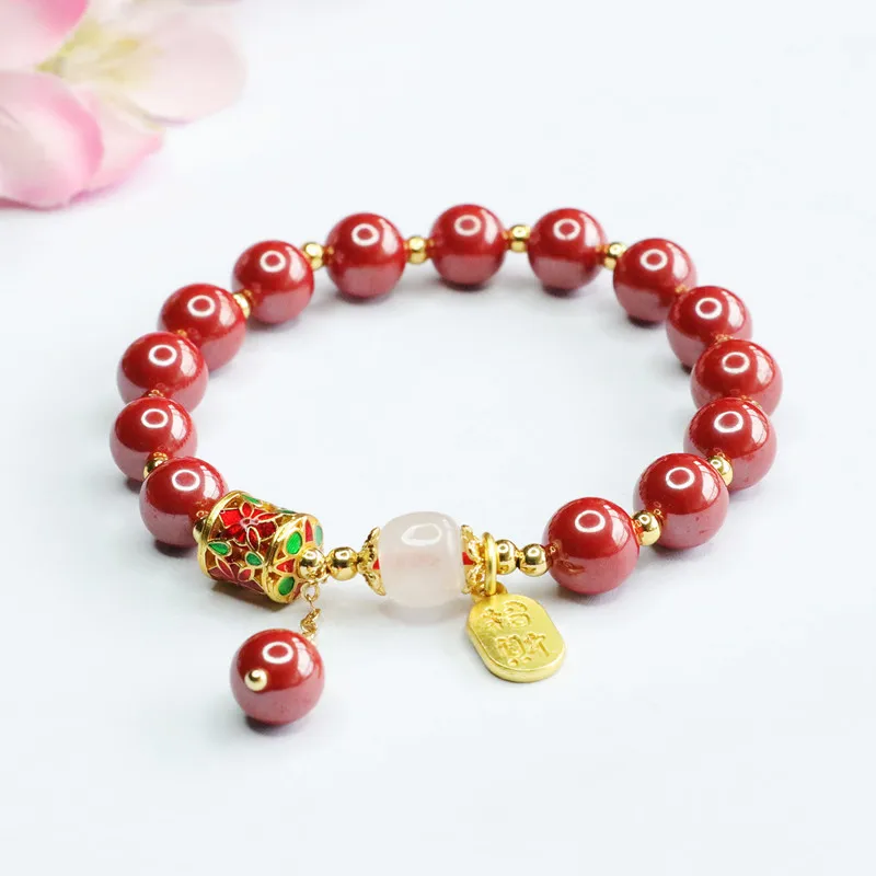 2024 new cinnabar bracelet, emperor sand, Guochao ethnic style jewelry, holiday gifts for elders