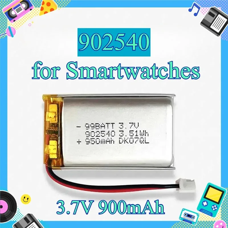 902540 Battery 3.7V 900mAh 102540 Lipo Rechargeable Lithium-ion Batteries for Smartwatches Bluetooth Headphones Mice