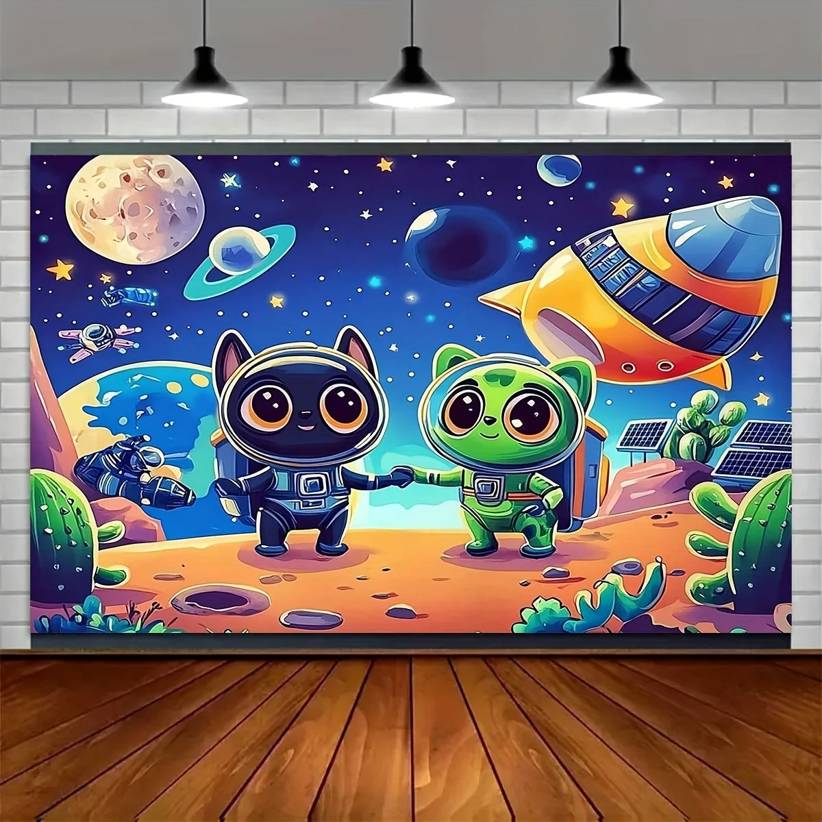 1-Fotografie-Hintergrundbanner – Fantasy Space Animal Adventure Cloth, geeignet für Geburtstag, Hochzeit, Tanzparty-Dekoration