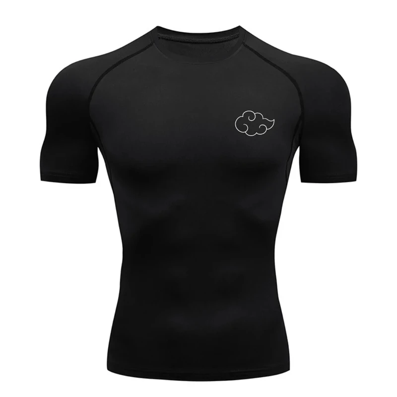 Cloud Print Compression Shirt for Men Gym Workout Running Tshirts Undershirts Baselayers Athletic Quick Dry Tees Tops Activewear