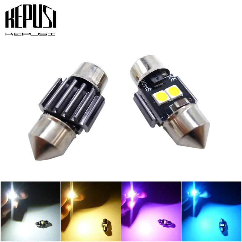 2x 28mm 29mm 6614F/6641/6614/F30-WHP/TS-14V1CP LED Interior Bulbs Car Vanity Mirror Lights Sun Visor Fuse Light White 12V 24V