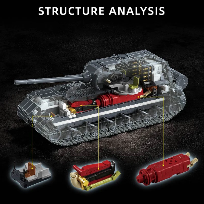 1:28 بانزر الثامن ماوس دبابات المعركة كتل نموذج WW2 كتل مجموعات ألعاب البناء للبنين الكبار الاطفال الهدايا مجموعات الطوب الفني #3