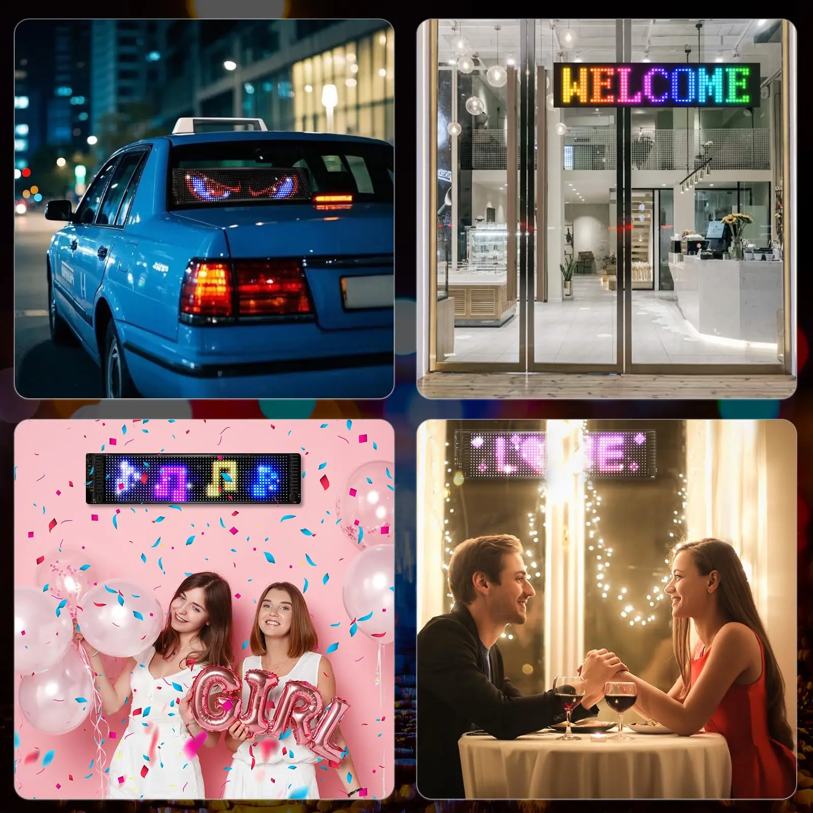 2 pz Set Devil Eyes Luci Per Auto 23.42 "x 4.72" Occhi LED Programmabili Per Auto/camion Display A LED Flessibile Pannello Dello Schermo FAI DA TE USB