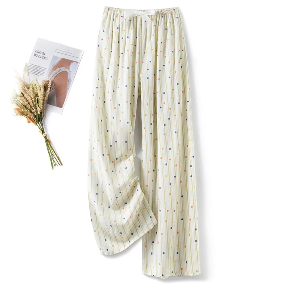 Fashion Print Flower Sleeping Pants Loose Fit Boho Ethnic Style Wide Leg Pants Sleepwear Loungewear Cropped Pants Beach