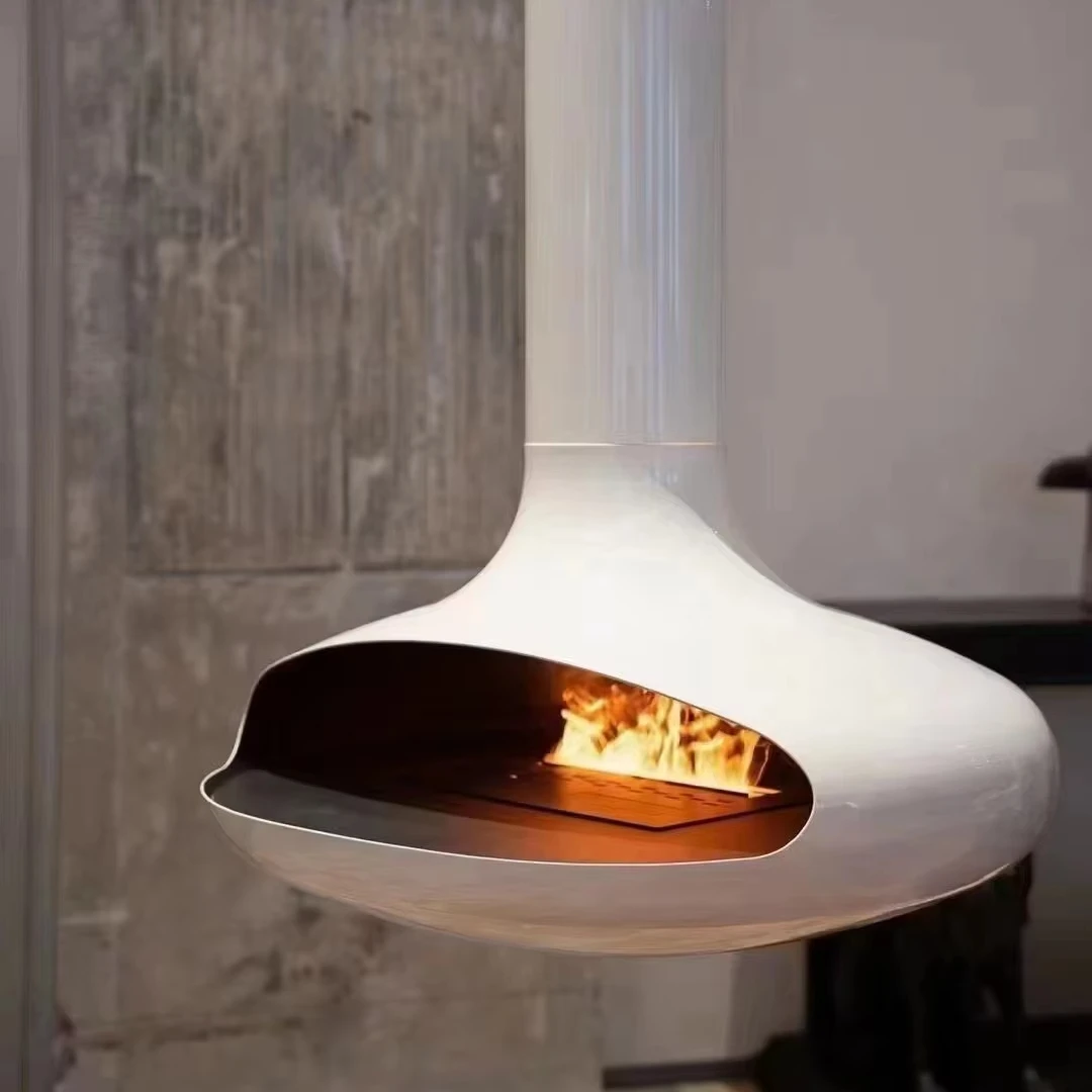 

【Hot】Modern UFO Saucer Design Indoor Hanging Real Cast Iron Fireplace Suspended Steel Wood Burner Stove for Home Use
