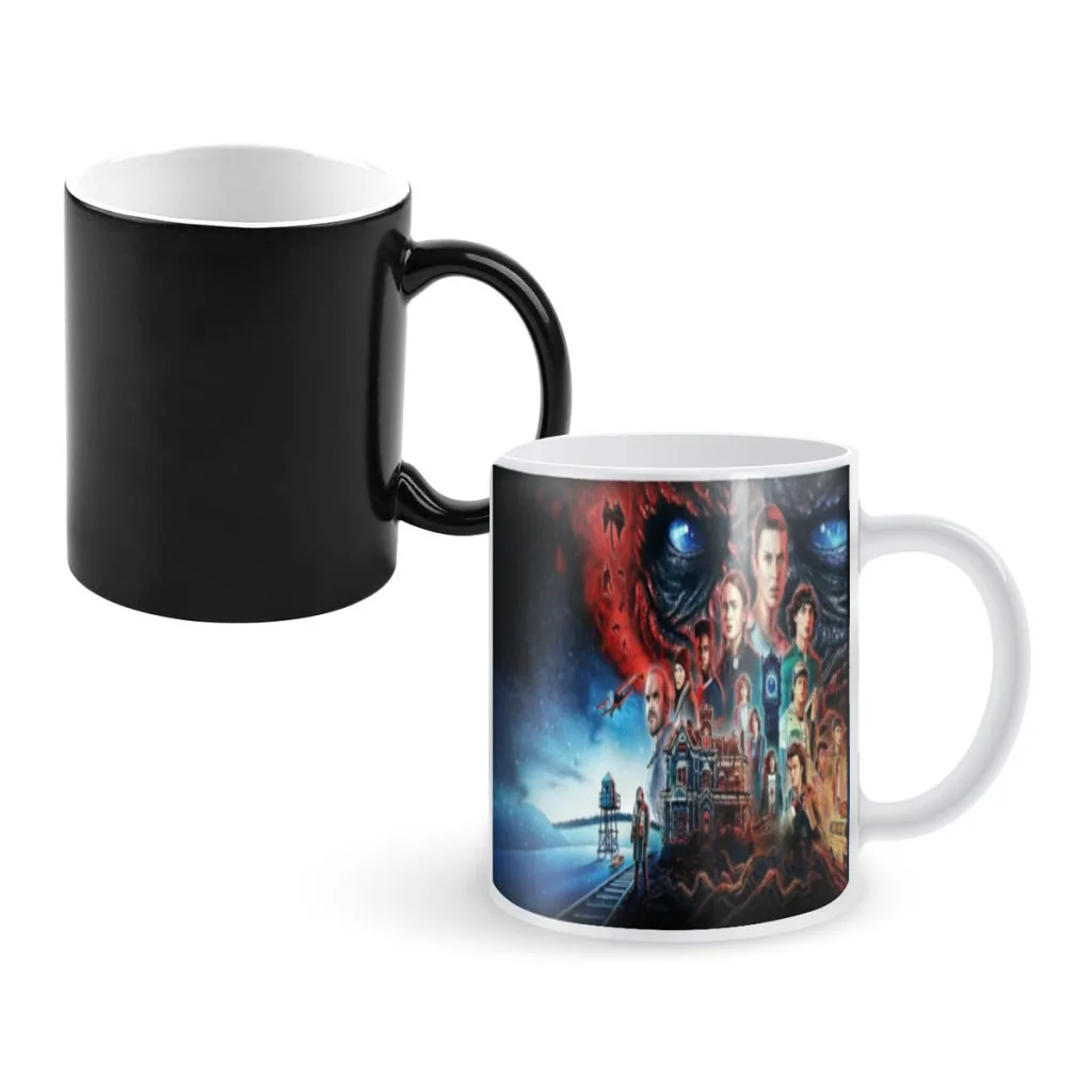 Thriller American Drama Stranger Things tazze da caffè e tazza di un pezzo creativo cambia colore tazza da tè tazze da latte in ceramica regali