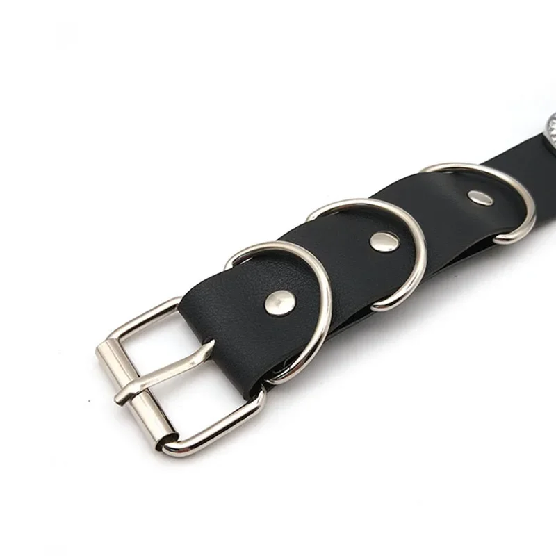 Black Goth Belt PU Customized Letters Choker Necklace Punk Sexy Men Women Personalized Collars Buckle Chocker Cosplay Jewelry - view 3