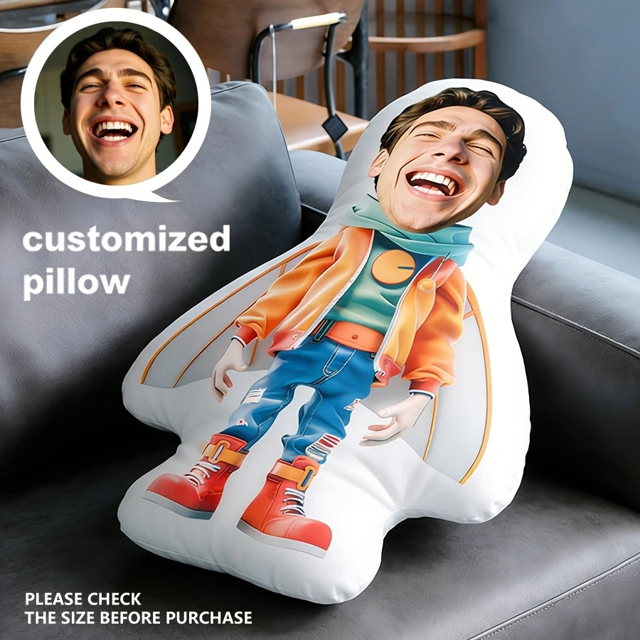 1pc Custom Photo Handsome Throw Pillow, Soft Double-Sided Digital Printing Cushion with Zipper, Multifunctional All-Season Home