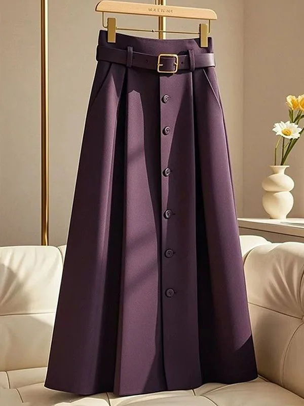 

Осенняя роскошная женская юбка А-силуэта больших размеров с завышенной талией, стройнящая, драпированная, миди, для фигуры типа «груша», повседневная