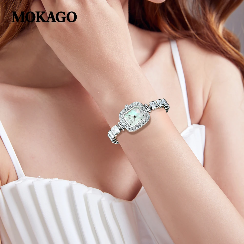 2025 Hot Brand Copper Bracelet Zircon Watch Women Luxury Gift Quartz Wristwatch Female Fashion Square Quartz Diamonds Watches