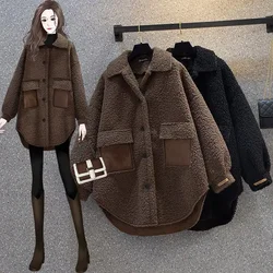 Autumn Winter Women's Clothing Faux Cashmere Jacket Coat Warm Free Shipping Plus Size Lamb Wool Coat Wholesale Womens Fur Jacket