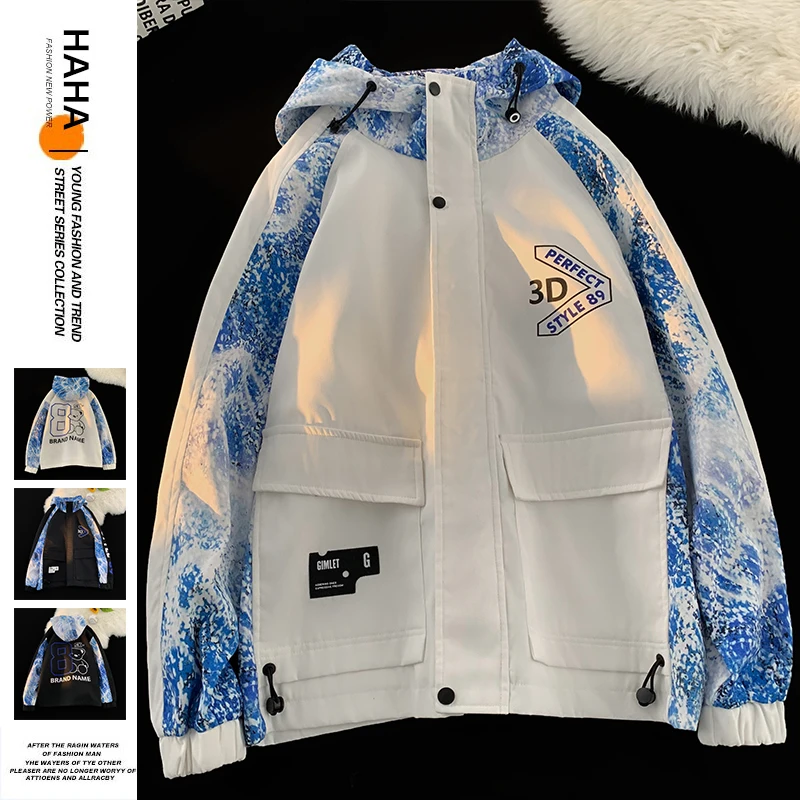 

Мужская повседневная рабочая куртка в американском ретро-стиле, весна-осень, с пэчворком, на флисовой подкладке, для активного отдыха, молодежная, модная