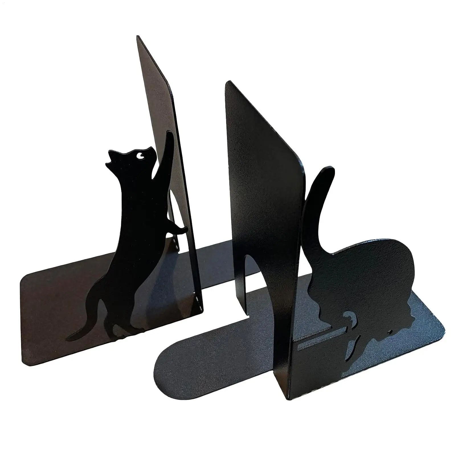 Creative Black Cat Bookends Metal Animal Bookends Reading Nook Decor Funny Cat Book Ends For Bookworm Reader Teacher Student