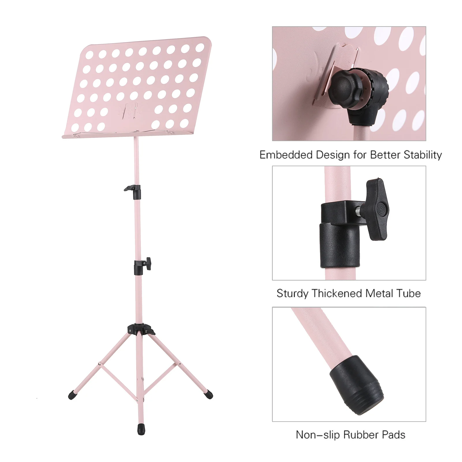 Portable Metal Music Stand Detachable Musical Instruments for Piano Violin Guitar Sheet Music Black