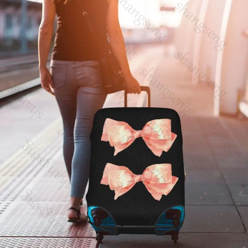 حقيبة واقية لحقيبة السفر مطبوعة على شكل فيونكة وردية، غطاء حقيبة، حماية مرنة، غطاء أمتعة قابل للغسل، 18-32 بوصة #6
