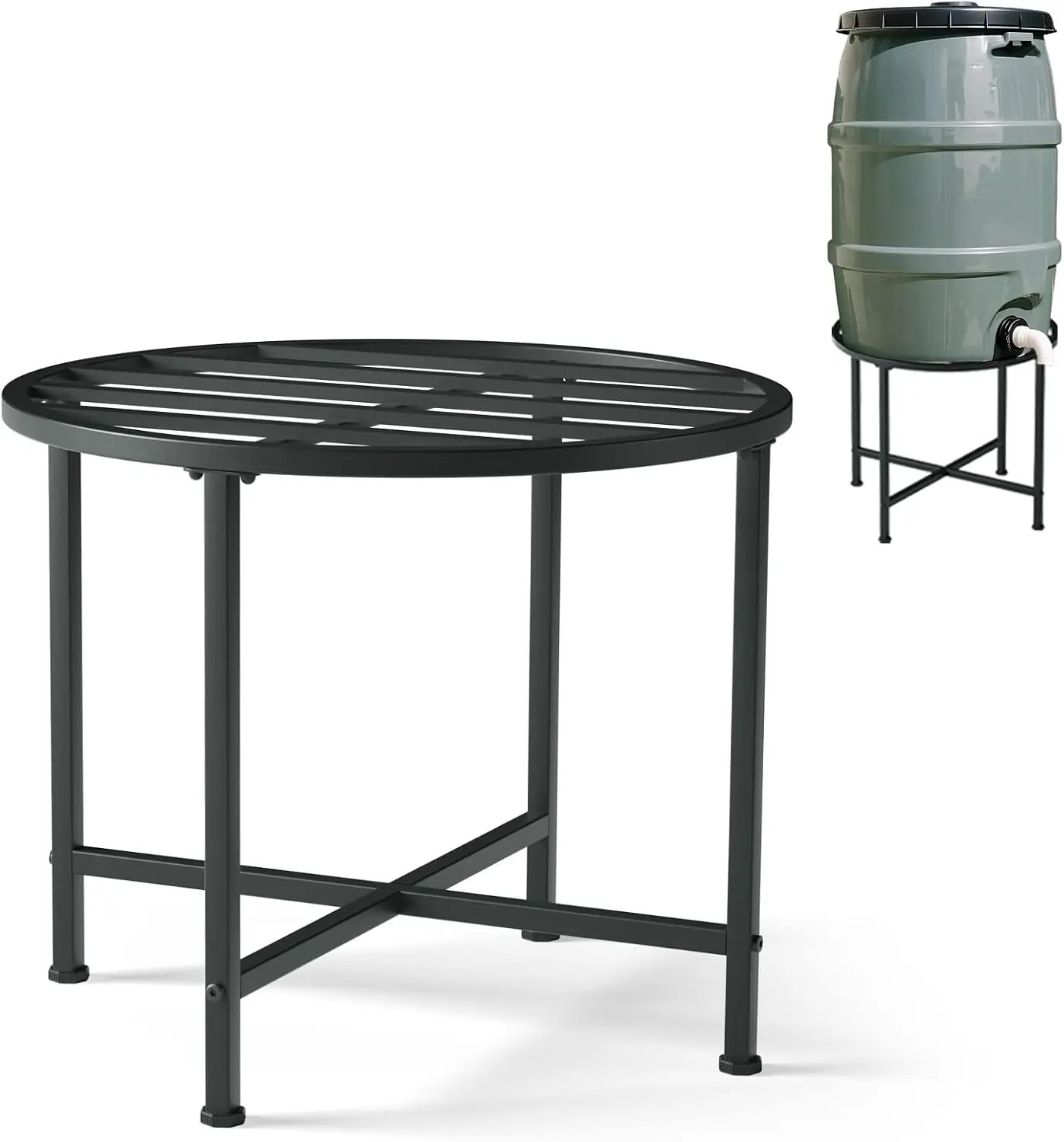 Stainless Steel Rain Barrel Stand, Heavy Duty Outdoor Water Collection Drum Base Holder For 45 50 55 Gallon Plastic Drums, Weatherproof Rust Proof Storage Rack Support Footing