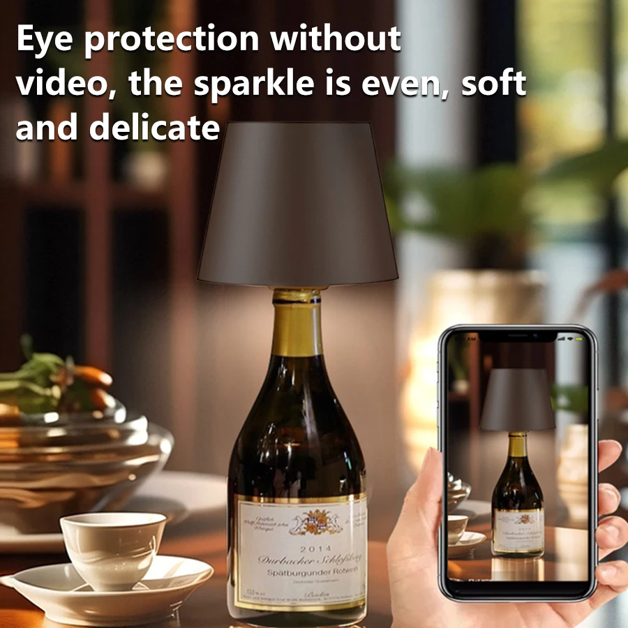 زجاجة النبيذ LED مصباح طاولة لاسلكي 3-color عكس الضوء بشكل لا نهائي USB قابلة للشحن أضواء طاولة الطعام اللمس أضواء LED مقاومة للماء #5