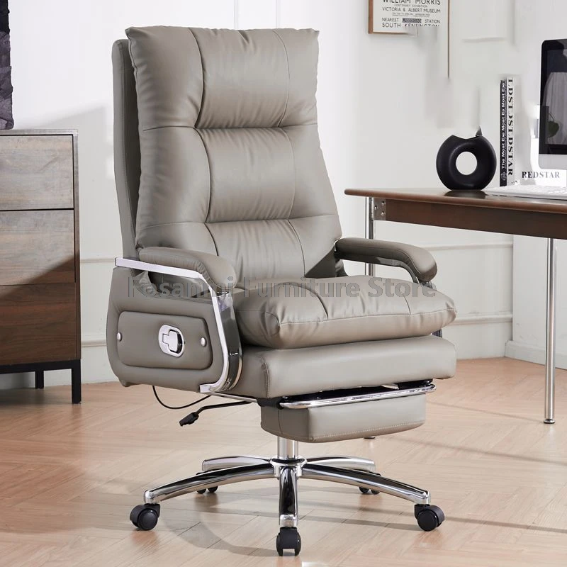 Ergonomic Office Chair With Swivel Seat And Footrest  Soft Computer Leather Chair Adjustable Lumbar Support Angle Gaming Chair