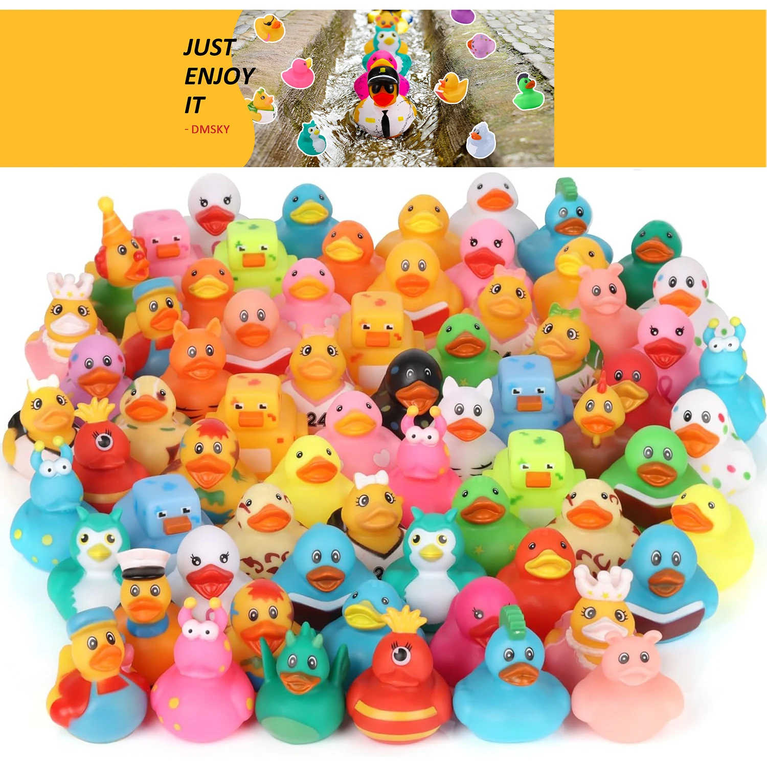 20/40/60 יחידות ברווז גומי עבור מגוון צעצועים לג'יפים - ברווז צף בכמות של 2.3 אינץ' לאביזרים למטיילים - מתנות למסיבות