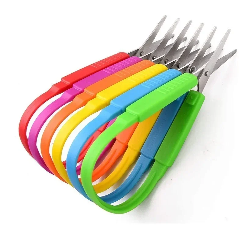 10/5/3 Pcs Automatic Circular Elastic Scissors Children's Safety Paper Cutting Scissors Manual Tools