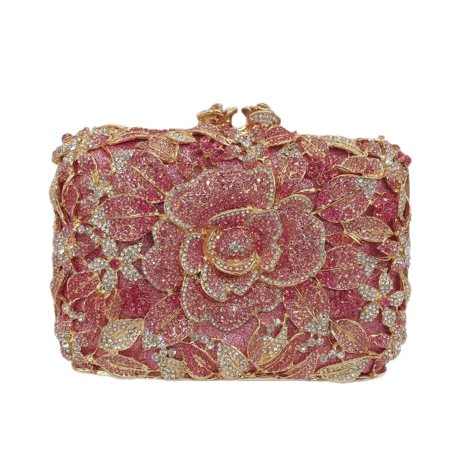 

Crystal Purse Pastel Rose Diamond Dinner Bag Banquet Hollow Diamond Clutch Bag Crystal-Embellished Party Clutch Bolsos De Fiesta