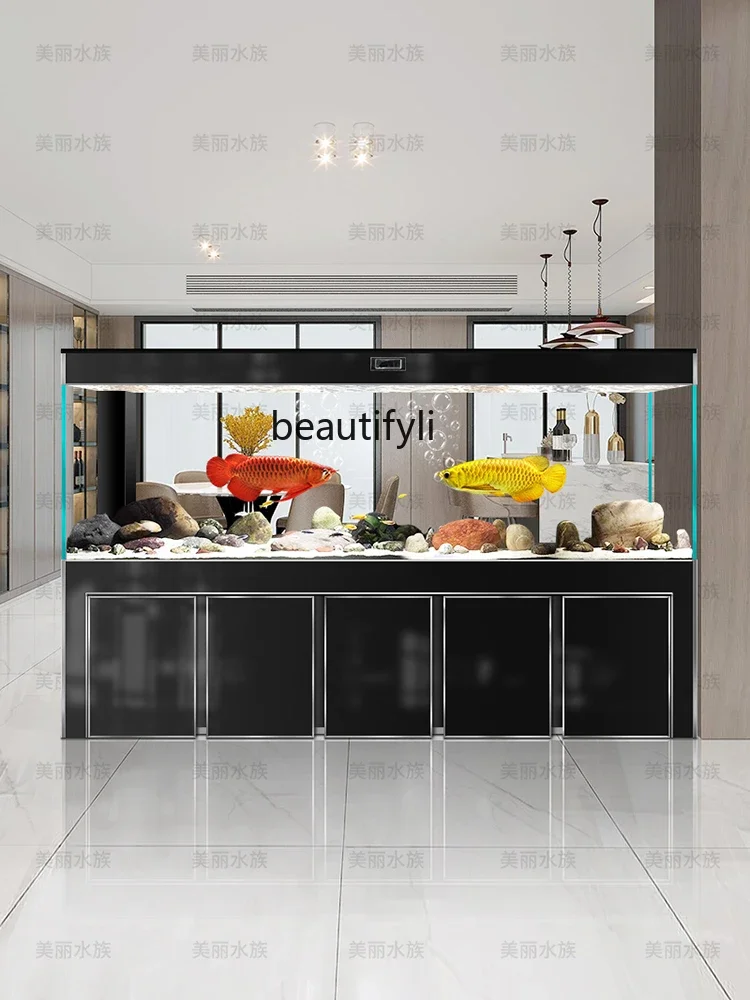X188 Ultra-white glass fish tank living room large floor-to-ceiling water-free screen partition screen goldfish tank