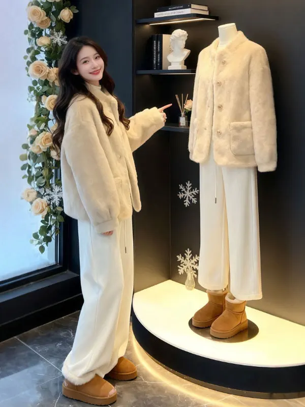 

Ретро-пальто укороченное утепленное с воротником-стойкой и мехом, модный женский зимний топ, верхняя одежда с пуговицами, однотонное