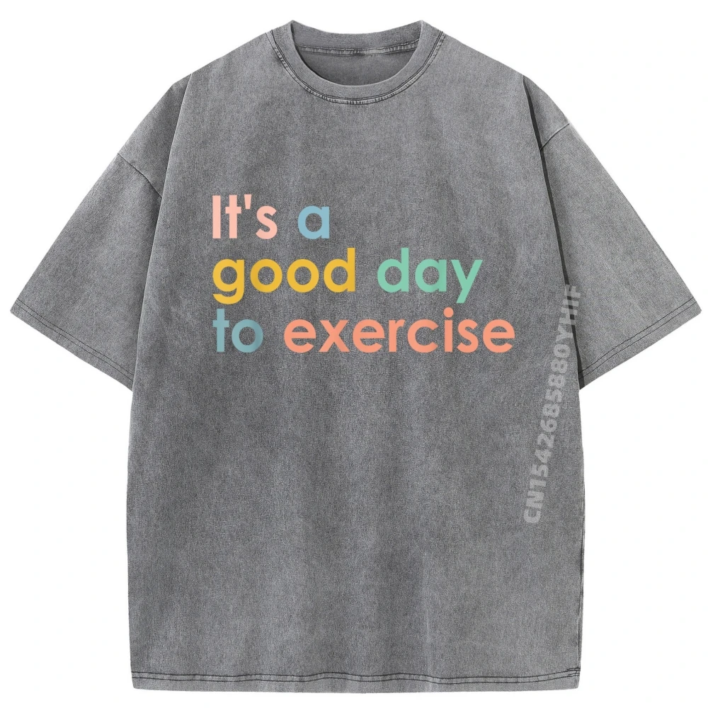 إنه يوم جيد لممارسة معلم البولي ايثيلين مضحك الصالة الرياضية ممارسة الملابس الجرافيك تي شيرت الرجال المتضخم غسلها جديد في بلايز وتي شيرت