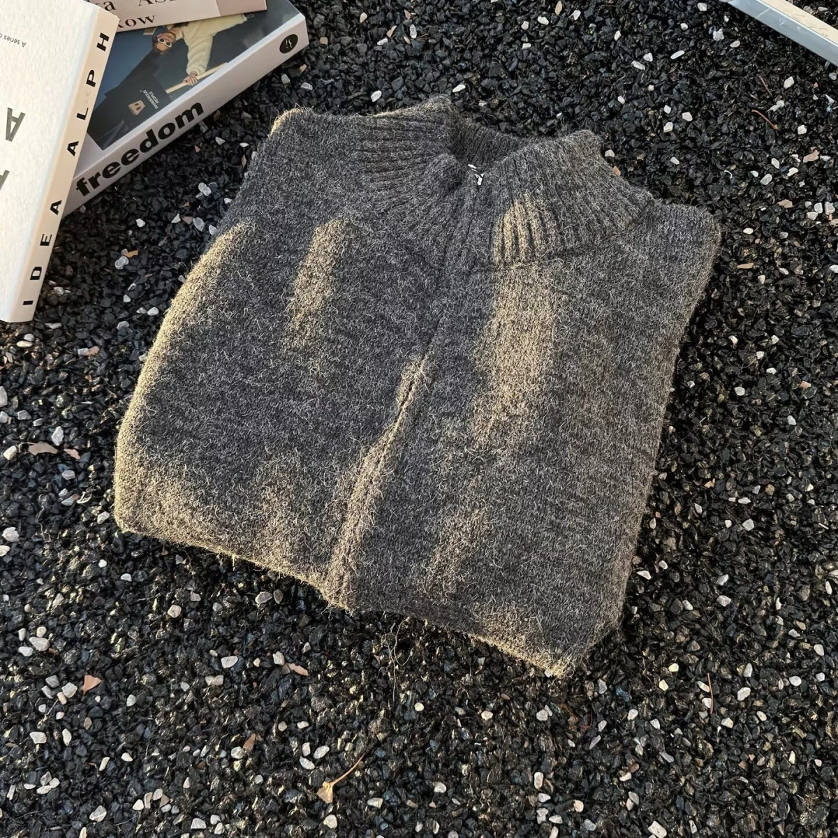 

ay High Collar Knitted Open Cardigan Men's Autumn Korean Sle Loose Casual Base Layer Sweater Winter Season Faionable