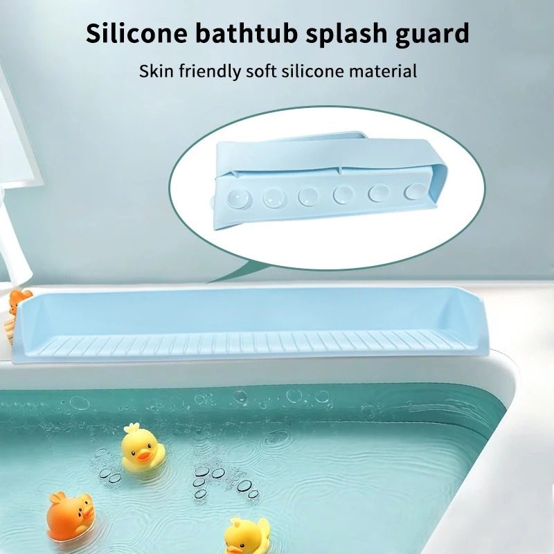 

Child Safe Silicone Bath Toy Storage, Bathtub Splash Barrier, Tub Side Shelf