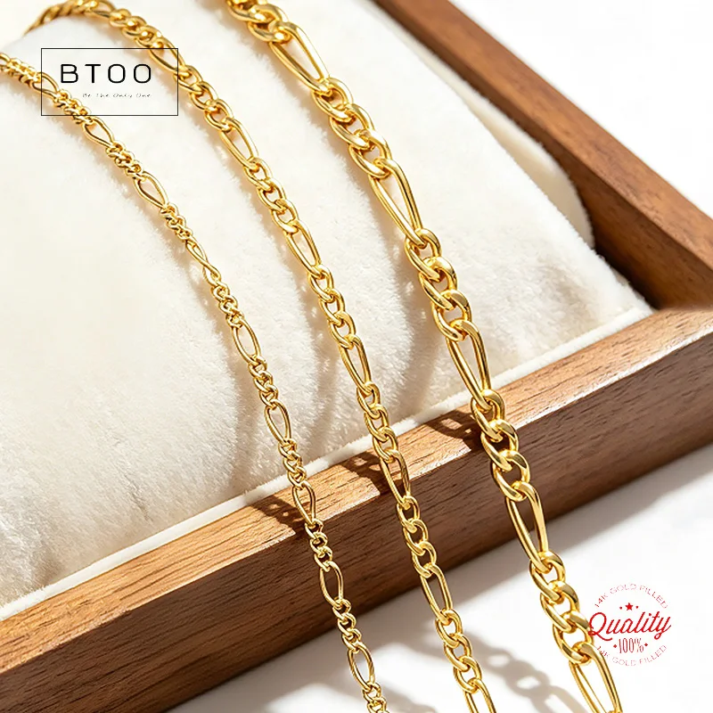 14K Gold Filled Figaro Chain Necklace 1.5MM Minimalist Gold Jewelry DIY Chain for Pendants Unisex