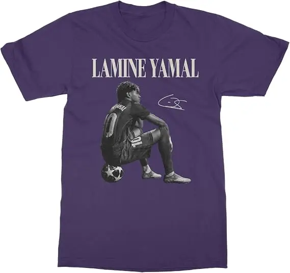 Fußball-inspiriertes Yamal-T-Shirt mit Yamal auf dem Ball, Unisex, Y2K, Yamal-inspirierte Jugend-Fußball-Sportbekleidung für Damen und Herren – Detail 14