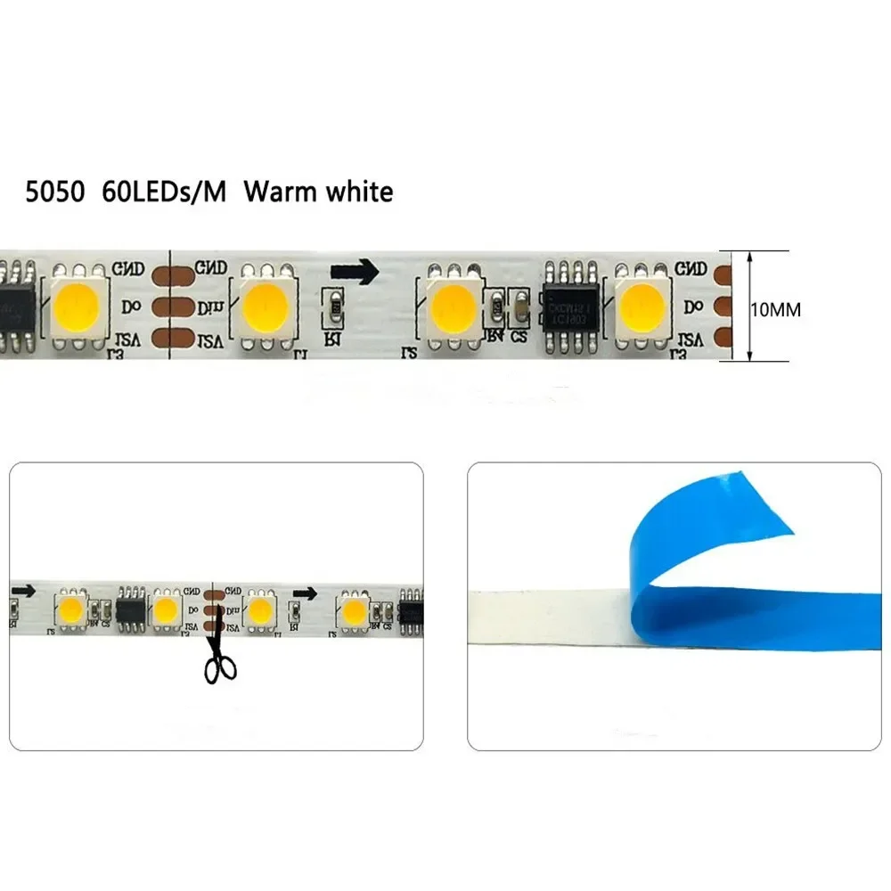 WS2811 LED Strip 5050 White Warm White Single Color Pixel LED Strip Addressable Horse Race External Control 30/60LED/M