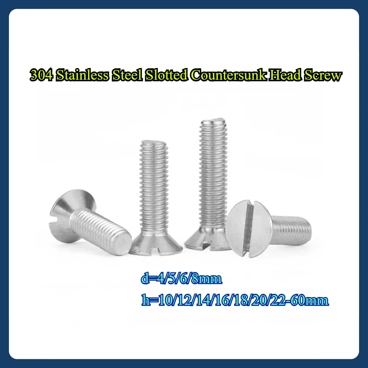

304 Stainless Steel Slotted Countersunk Head Screw/GB68 Bolt M4M5M6M8