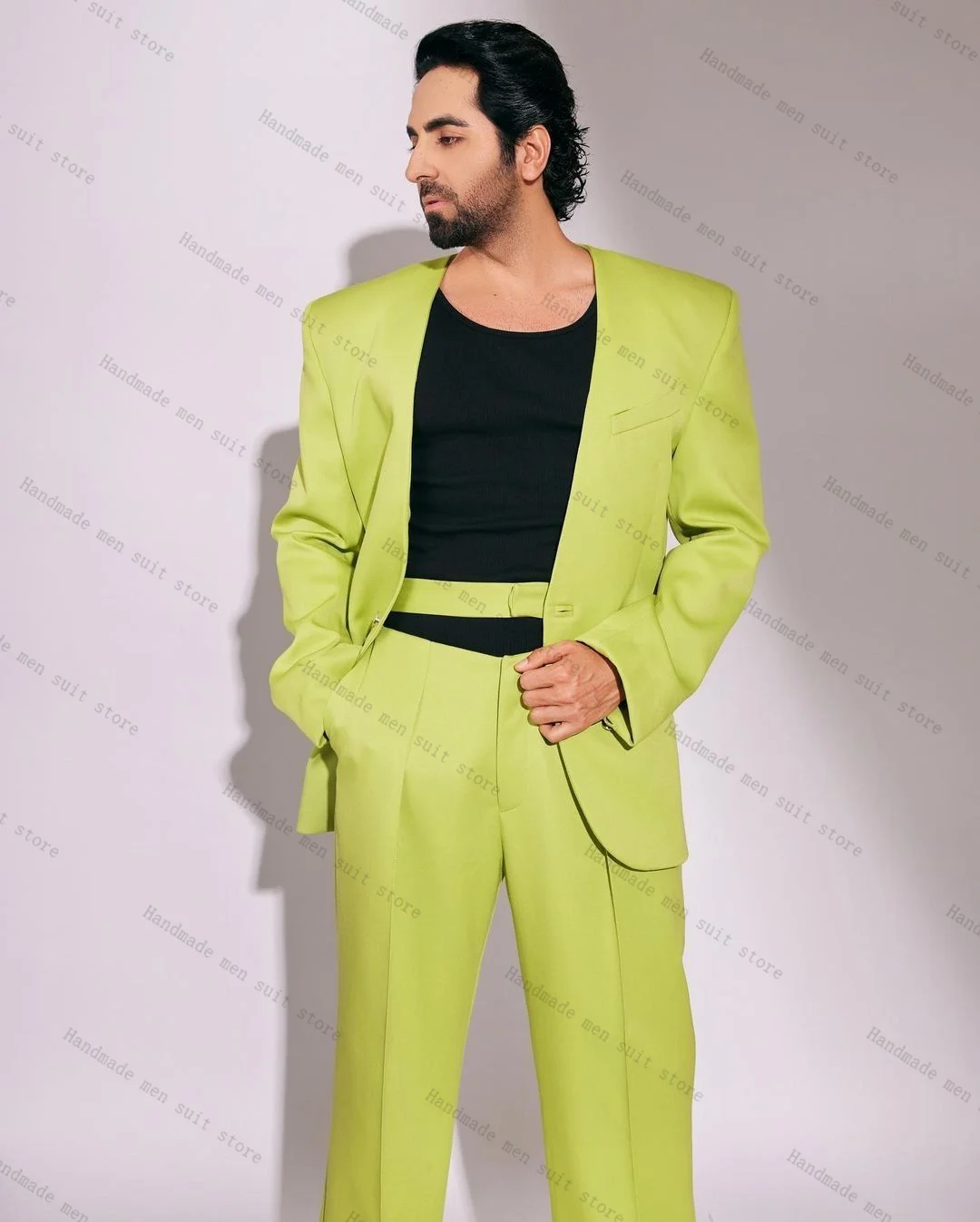 Completo da uomo verde moda Set giacca da 2 pezzi + pantaloni da cintura Smoking da sposa Cappotto da ospite Giacca da lavoro formale da ufficio personalizzata in cotone