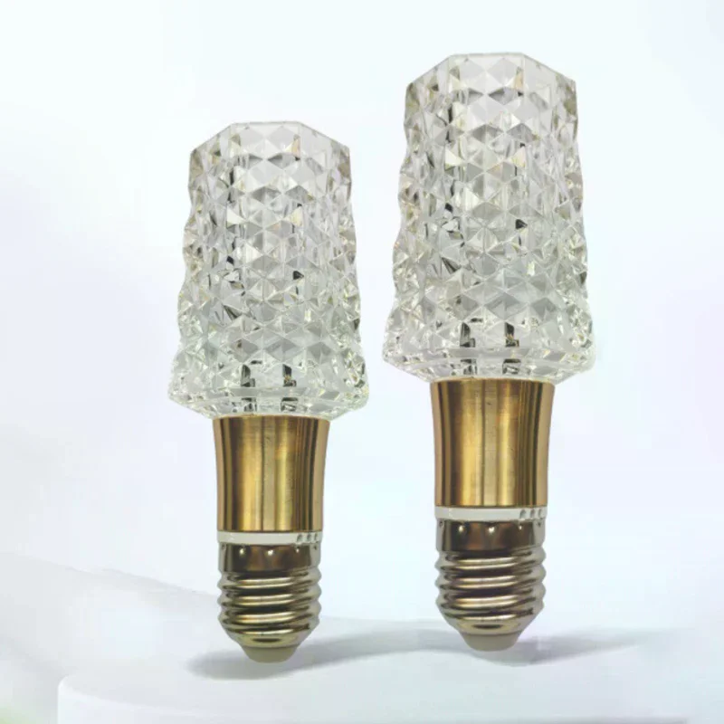 1Pcs E27 Holder Mini Pendant Light Acrylic Crystal LED Bulb Chandelier Fairy Lamp For Bedroom/Kitchen Decoration