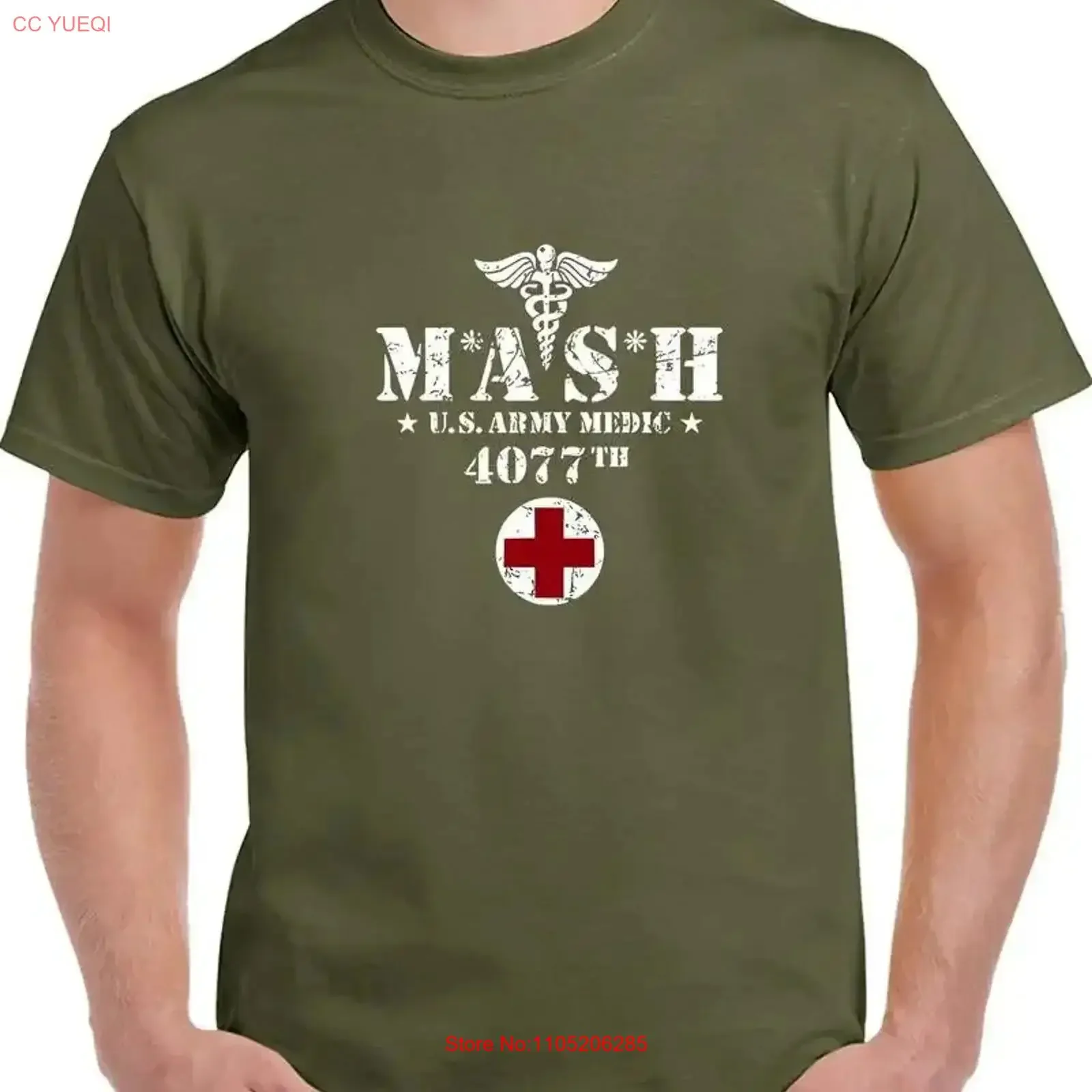 M A S H Army T Shirt vintage Washed Breathable Versatile streetwear Soft fashion Comfortable homme Slightly Stylish vintage