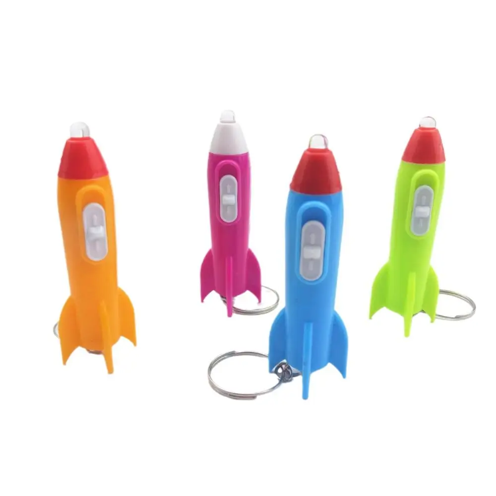 Cute Rocket Glowing Accessory Led Keychain Novelty Space Theme Pendant Decorative Light For Children Students Daily Gift